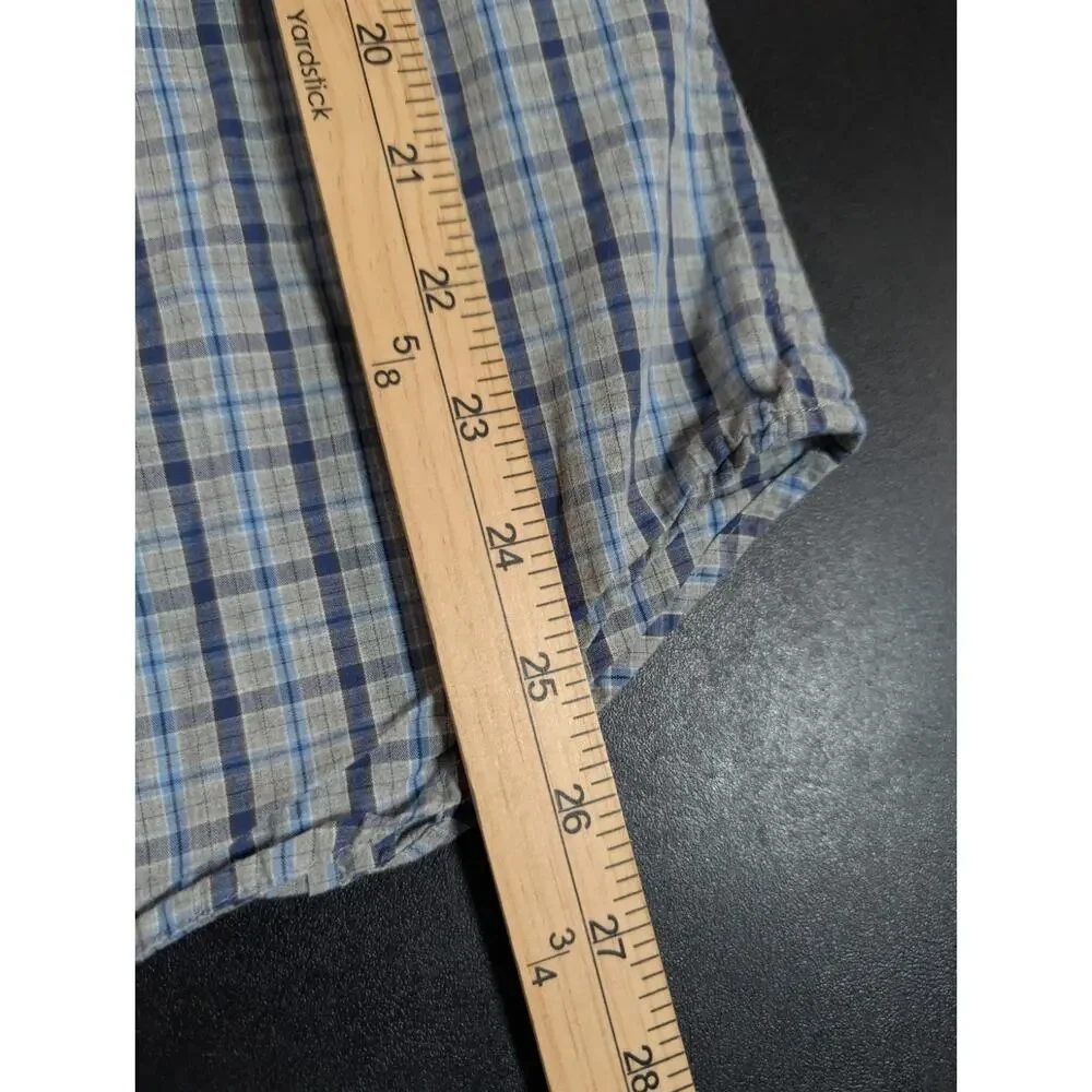 Banana Republic Men's Small Plaid Non Iron Tailored Dress Shirt Slim 100% Cotton